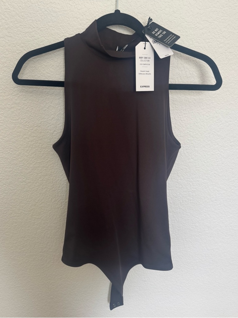 Express Brown Mock Neck Sleeveless Bodysuit